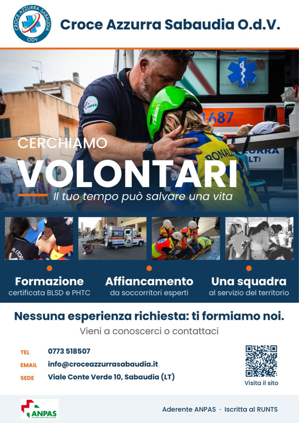 Cerchiamo te — Diventa Volontario della Croce Azzurra Sabaudia